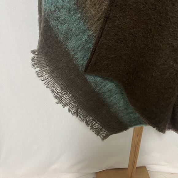 Womens Wool Blend Scarf Shawl Wrap Made in Italy Brown Green Big Luxury Elegant - Picture 3 of 7